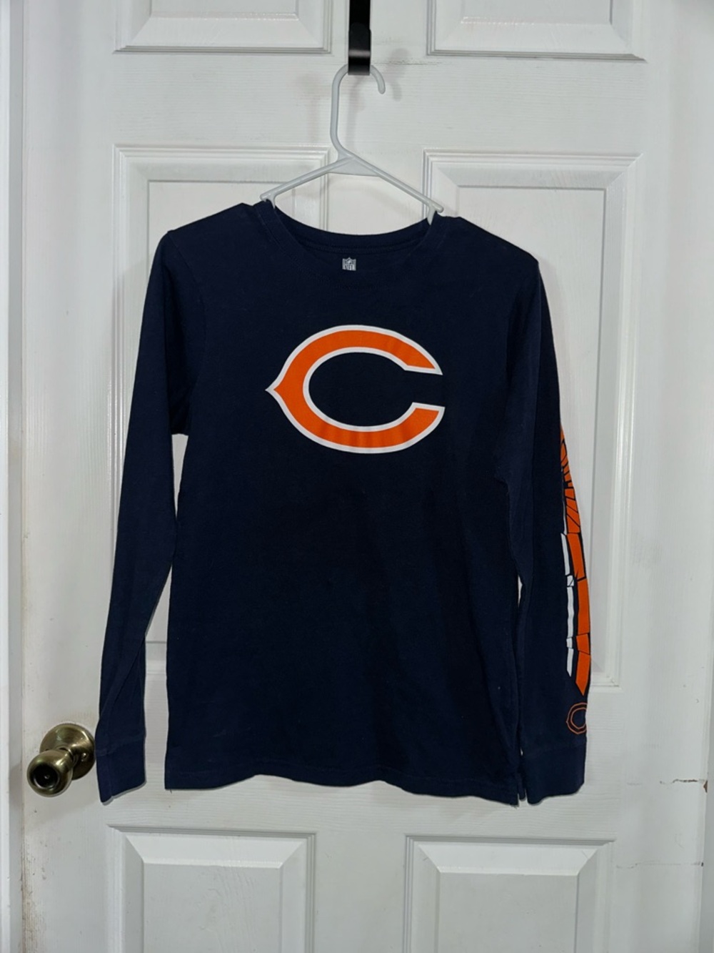 NFL Navy Long-Sleeve Kids Tee with Orange Logo